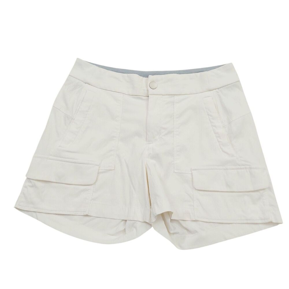 Athleta Cargo Shorts Womens 6 Ivory Stretch High Waist Comfort Athleisure Gym